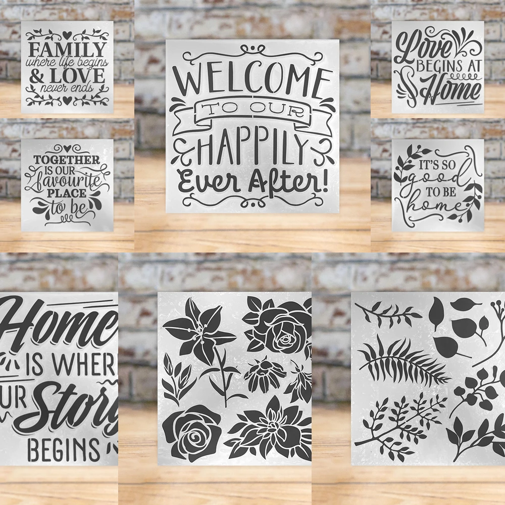 Dove La Vita Inizia E L'Amore Never Ends Stencil Pattern Graffiti Drawing Tool Spray Painting Template Diy Window Scrapbooking Decor