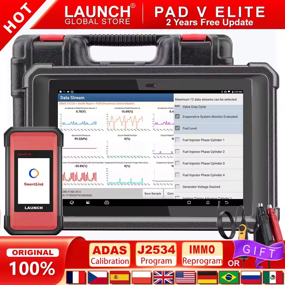 LAUNCH X431 PAD V ELITE SMARTLinkC Car Diagnostic Tools CAN FD\DOIP ...