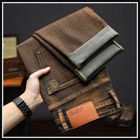 High-end retro jeans for men Spring and Autumn 2024 New Stretch Slim fit all-matching straight casual trend winter long pants 2