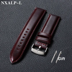 Vintage Genuine Cowhide Leather Quick Release Watch Strap - Premium Watchband Bracelet - 22mm (Red)