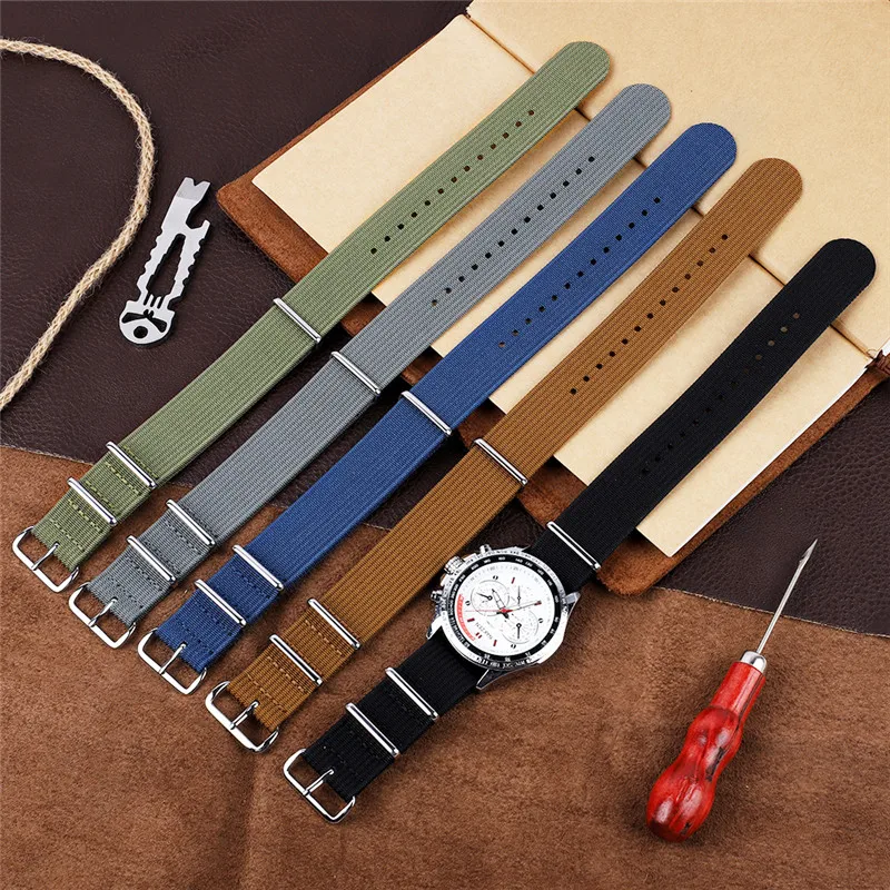 

Weave Nylon Canvas Strap 20mm 22mm Sport Waterproof Military Seatbelt Wrist Bracelet for Seiko/Omega/Tudor Watch Band