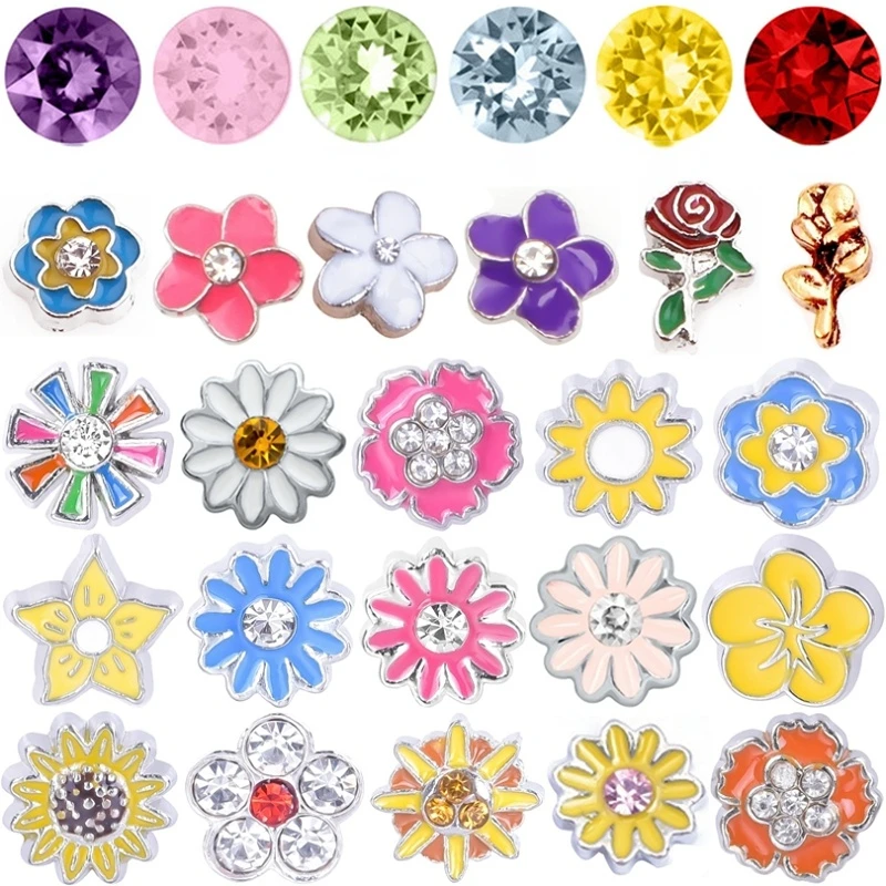 20 개/몫 믹스에 나 멜 사쿠라 데이지 꽃 부동 매력 Diy 로즈 태양 꽃 нуоон 메모리 Relicario Locket J..