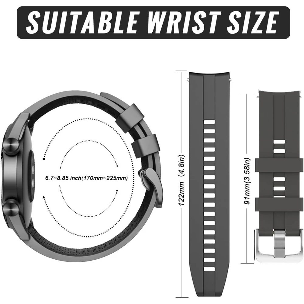 Premium 22mm Silicone Watch Strap Band - Versatile and Durable Bracelet Replacement
