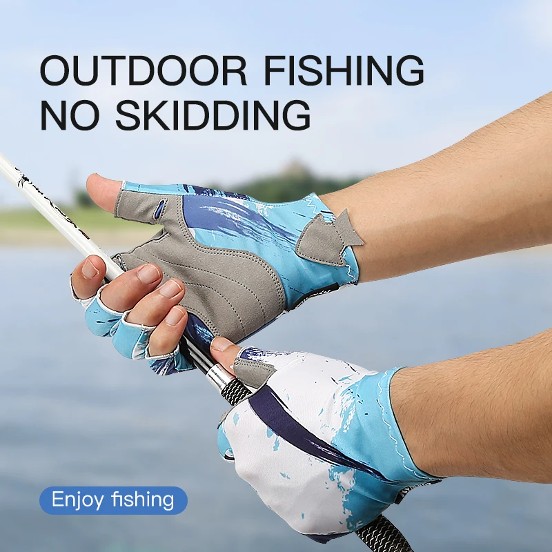 Outdoor Fishing Gloves Half Finger Men Women Anti-slip UV Wear Protection Sports Boating Fish Equipment Angling Sailing Gloves