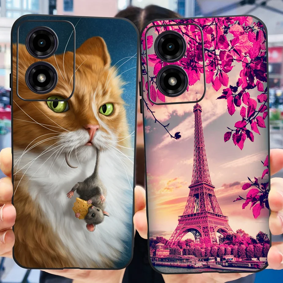 Cute Cat and Butterfly Painted Soft TPU Phone Case - Stylish Protective Cover
