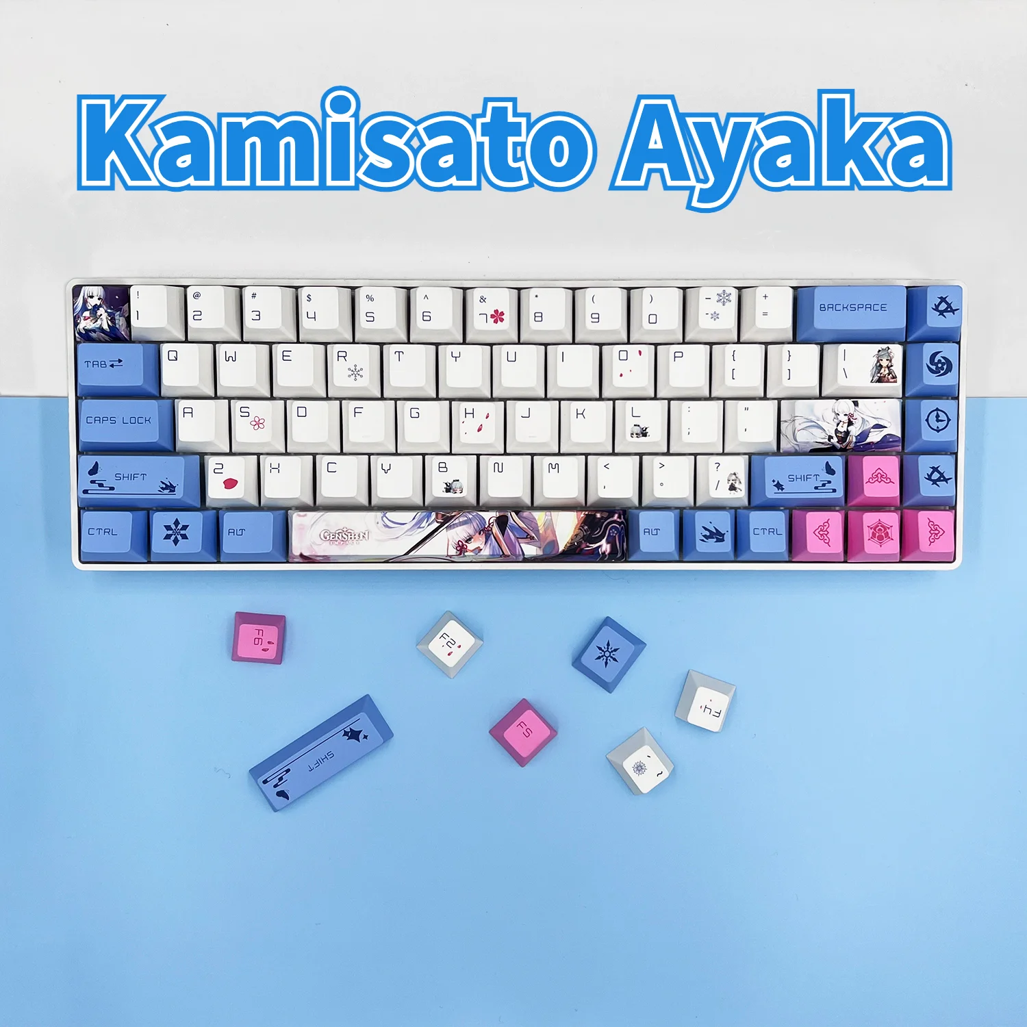 

136 keys small full set of Genshin impact Kamisato Ayaka game keycap PBT sublimation Cherry Profile mechanical keyboard cap