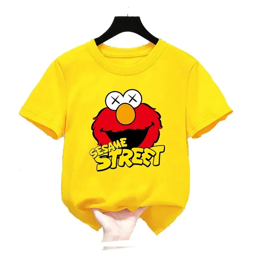 thumbnail image 1 of Bonitas camisetas de algodón con dibujos animados para niños, camisetas de manga corta con diseño de Barrio Sésamo, camisetas divertidas de verano para bebés y niñas, ropa para niños, 1 of 5