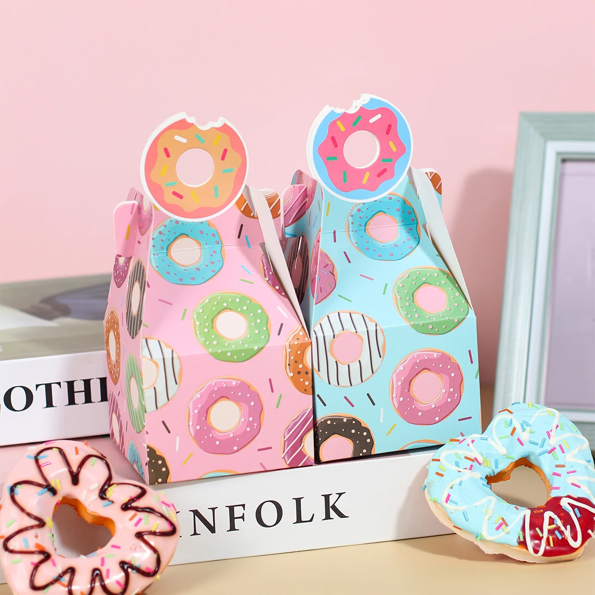 30 Donut Party Favor Bags With 36 Stickers – Sweet Birthday Goodie Bags For Kids | Baby Shower, Wedding, Halloween Treat Bags - View #11