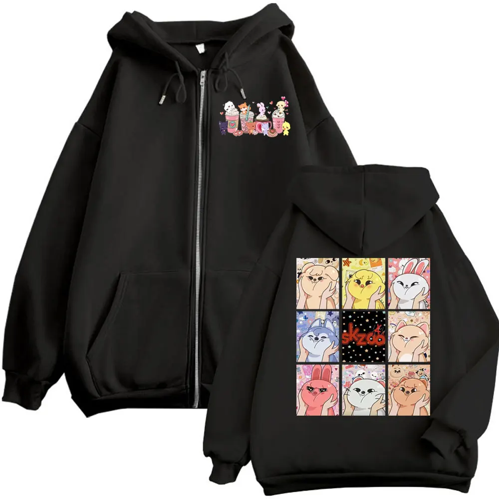 Limited Kpop ATEEZ Cartoon Zipper Hoodie Men Women Clothing Fashion Hip Hop Zip Up Sweatshirts Harajuku Y2k Oversized Pullovers