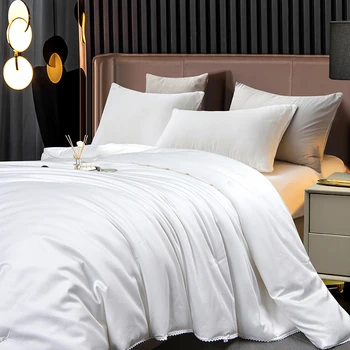 100% Natural Mulberry Silk Duvet Luxury Queen King Size Comforter Summer Winter Cotton Shell Quilt Bedding Filler