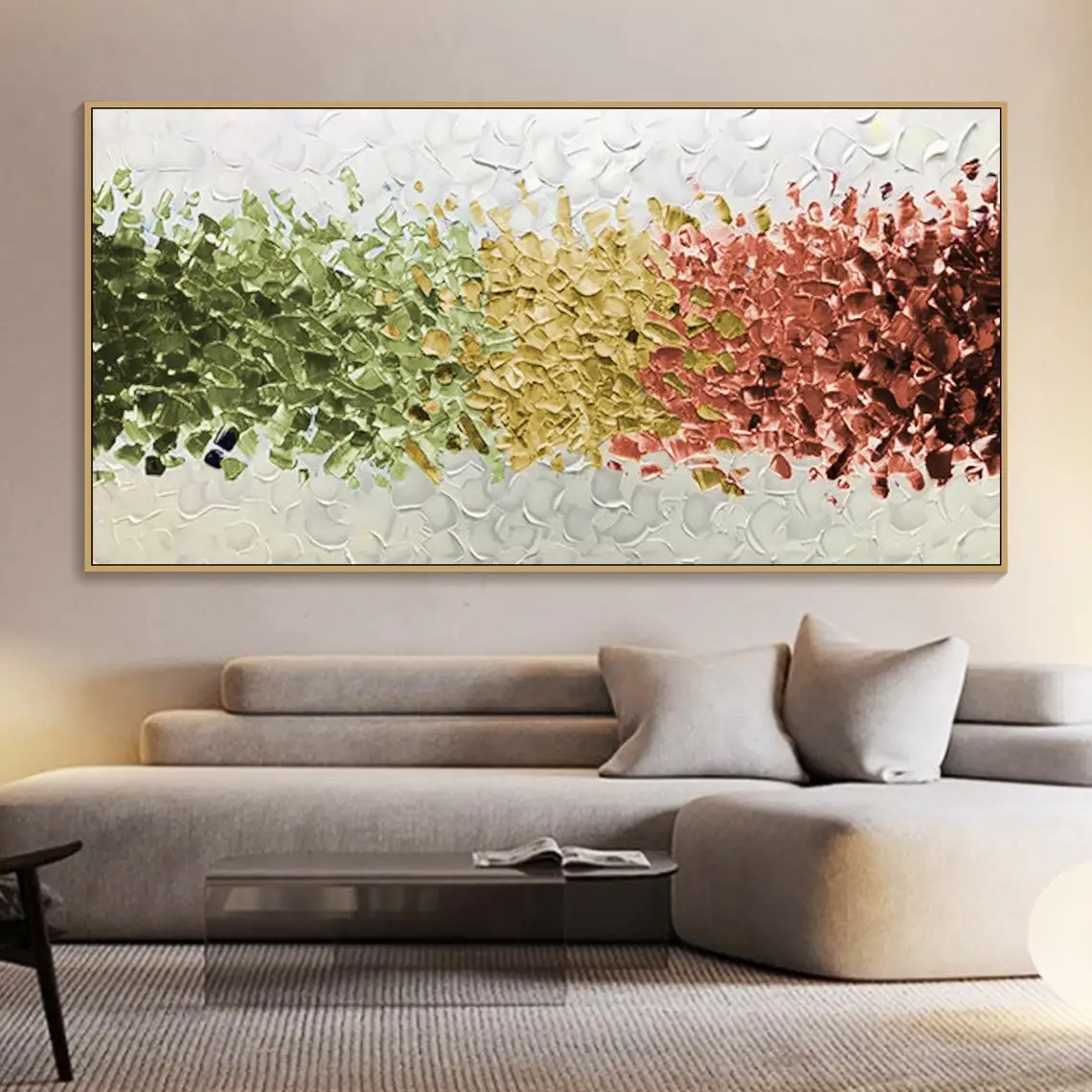 

Large Textured Wall Art Oil Painting on Canvas Modern Art Green and Terracotta Home Decor Spiritual Decor Housewarming Gift