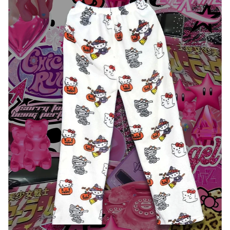Pantaloni Pigiama Halloween In Flanella - Donna, Morbidi E Caldi, Stampa Anime Kawaii, Per Inverno - Foto 4