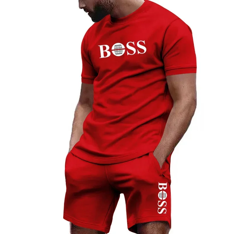 Men's Two-piece Sportswear Short Sleeved T-shirt and Pants Running and Fitness Sportswear summer sports suit,sports set,tracksuit set,outdoor suit set