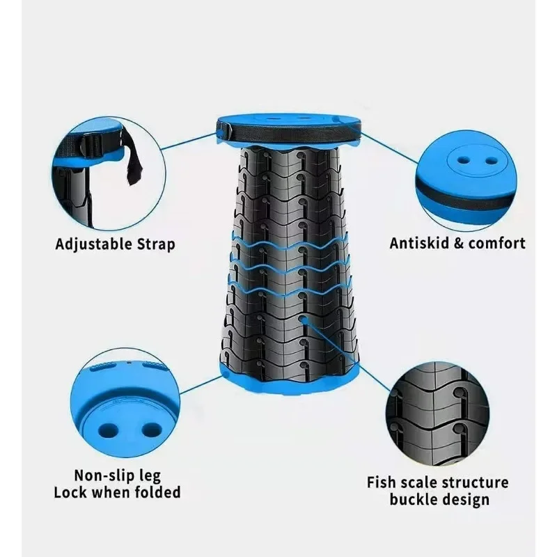 Toilet Seat Stool 2Pcs Telescoping Camping Stool Collapsible Portable Adjustable for Fishing Hiking