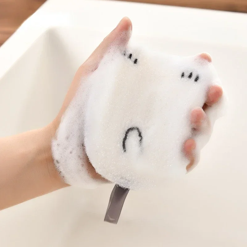 2 Pcs/set Bear Sponge for Kitchen Convenience Remove Stains Wash Cups Cleaning Sponges Home Dishwashing Scouring Pad Supplies