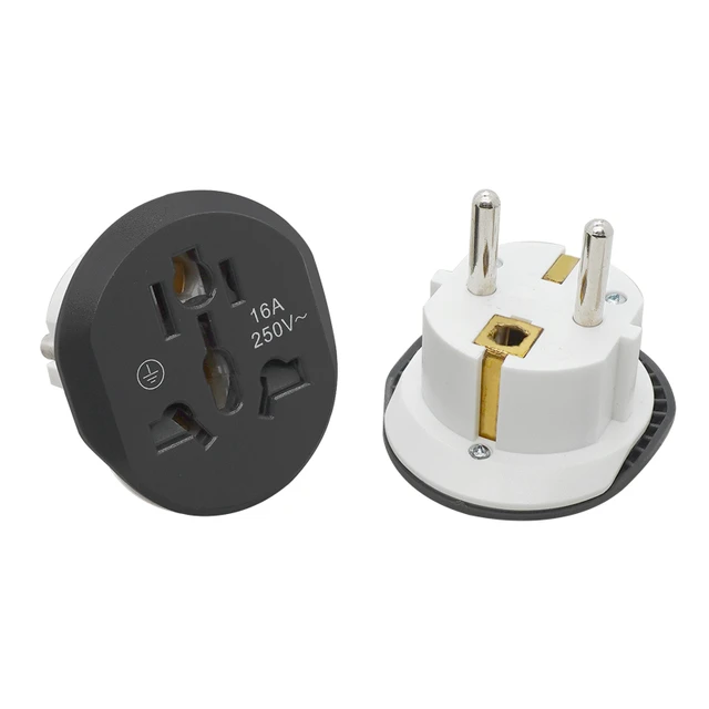 2 X Euro Plug Schuko EU European 2 Pin to 3 UK Travel Adaptor BS