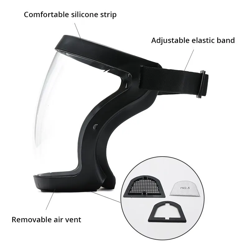 Work Protection Mask 1pc Transparent Full Reusable Dustproof Antifog WindproofMask HD Safety Glasses Protection Antisplash Mask With Filters