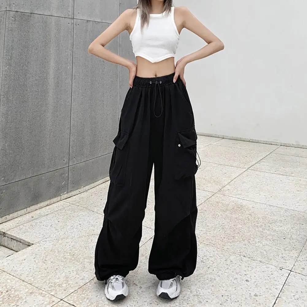 

Women Cargo Pants High Waist Women's Cargo Pants with Oversized Multi Pockets Quick Dry Solid Color Drawstring Trousers for Hip