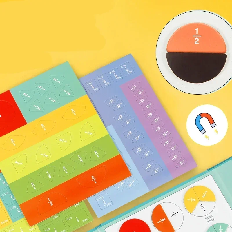 Montessori Magnetic Fraction Learning Math Toys Montessori Arithmetic Teaching Aids Wooden Book Educational Toys for Children