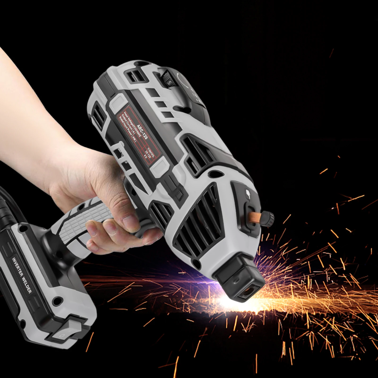 Welding Machine Portable ARC Welder Machine Gun IGBT Standing Handheld Welding 6 variable current adjustment 110V