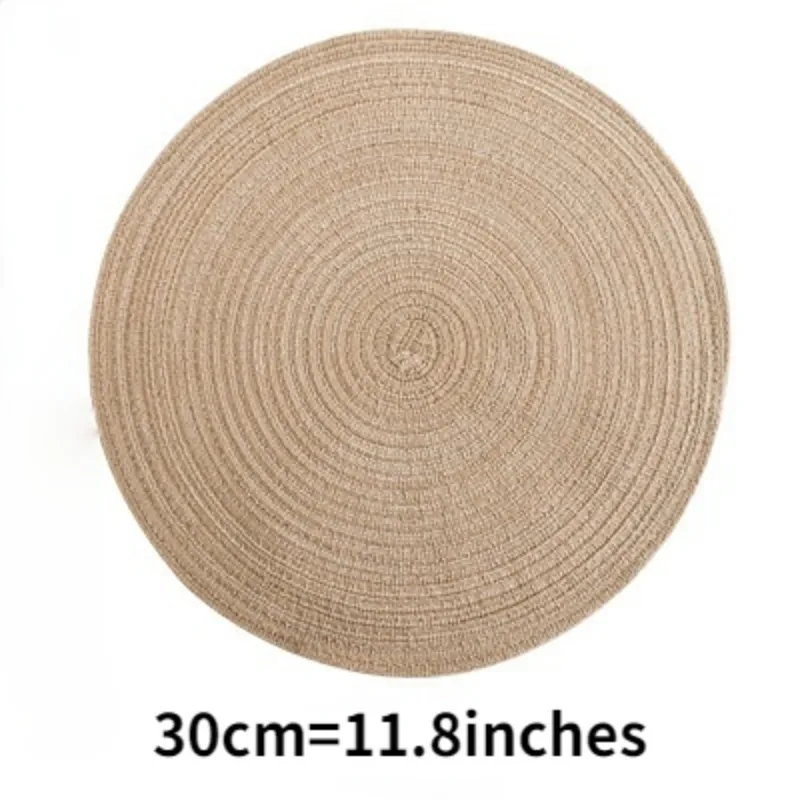 6pcs Round Table Mat Woven Ramie Placemats Anti Slip Dining Table Mats Non-Slip Tableware Bowl Pads Kitchen Drink Cup Coasters