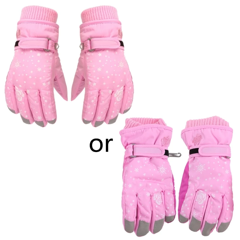 

F62D Children Skiing Cycling Gloves Thick Warm Mittens Waterproof Windproof Outdoor Sports Snowboard Gloves for Kids Girls Boys