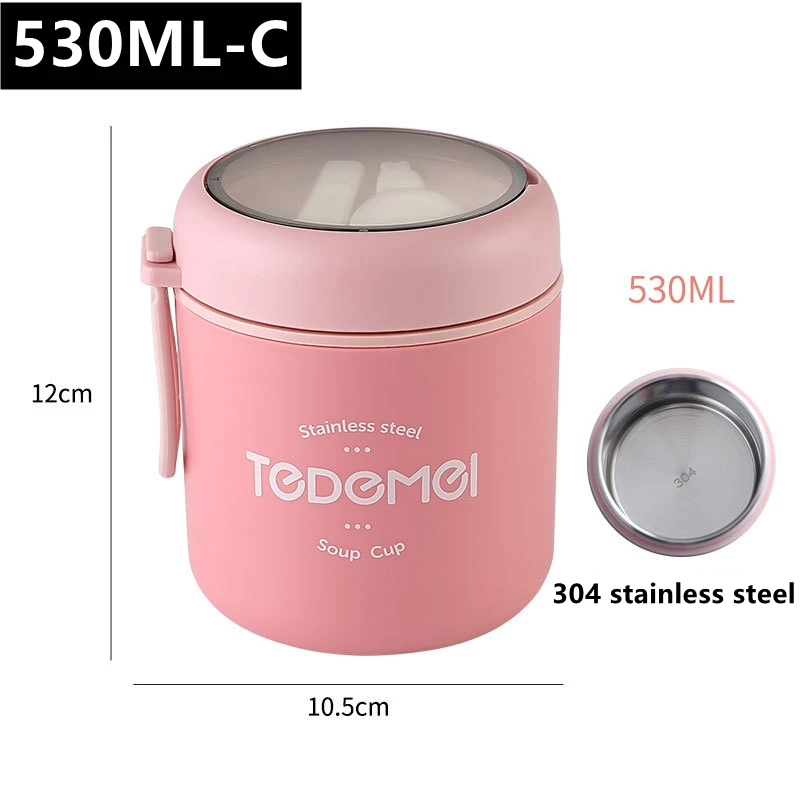 530ml Food Thermal Jar Insulated Soup Cup Thermos Containers Stainless  Steel Lunch Box Thermo Keep Hot for School Children