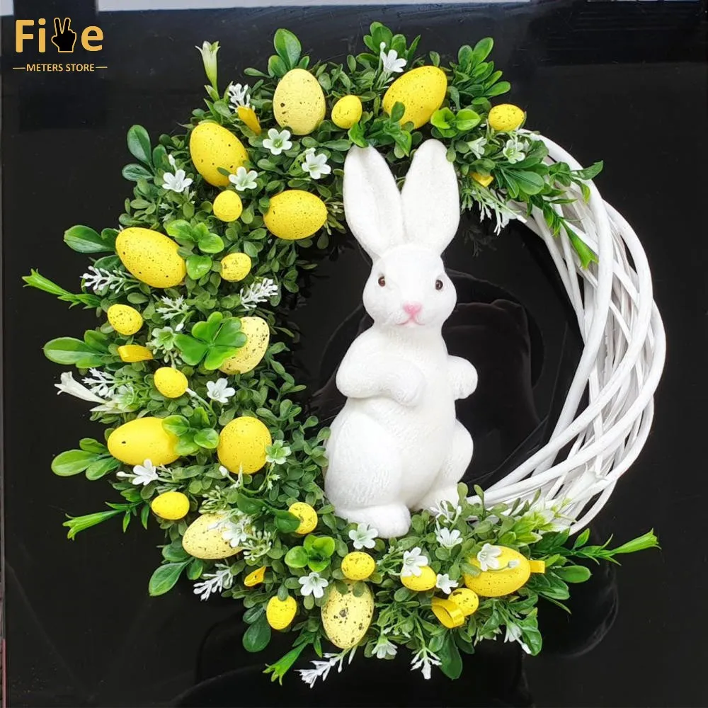 

Easter Decoration 2024 Bunny Colorful Egg Garland Door Wall Oranments Rabbit Decoration Happy Easter Day Home Party Decor