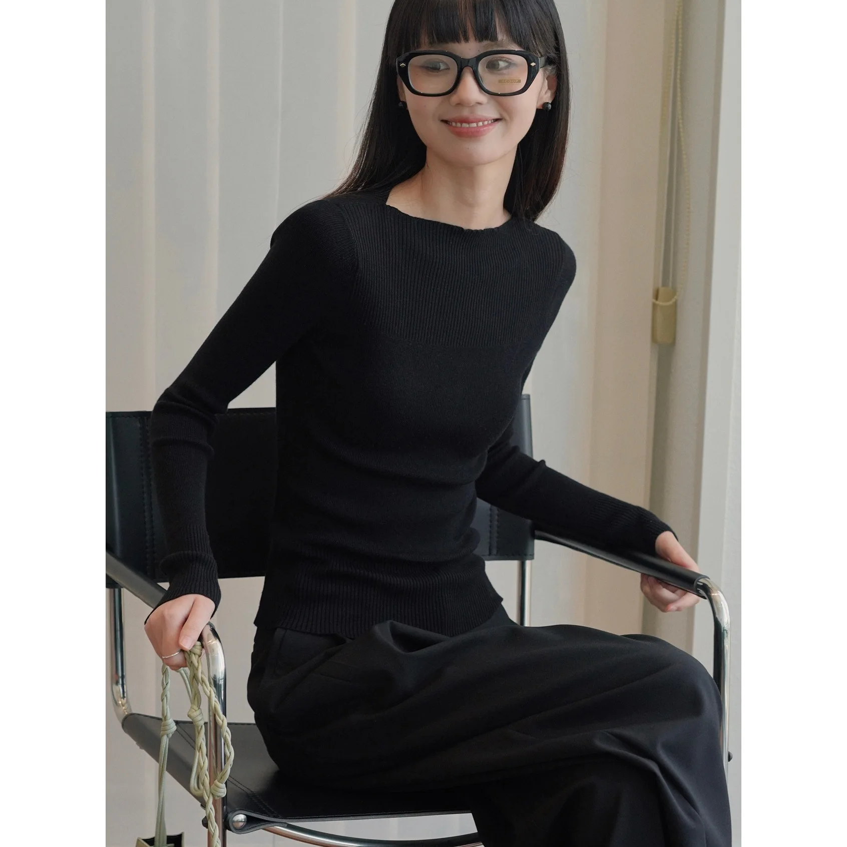 

Autumn And Winter New Round Neck Hollow Women Loose And Slim Sweater Long Sleeve Pullover Knitted Bottoming Shirt Women Dropship