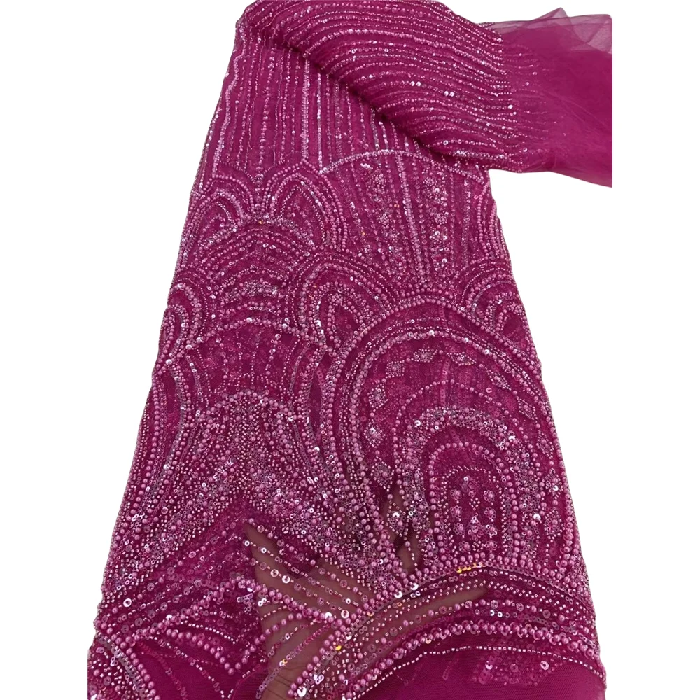 

French Tulle Lace Fabric ZH-1401951 High Quality African Tulle Lace Fabric With Bead Sequins For Evening Dress