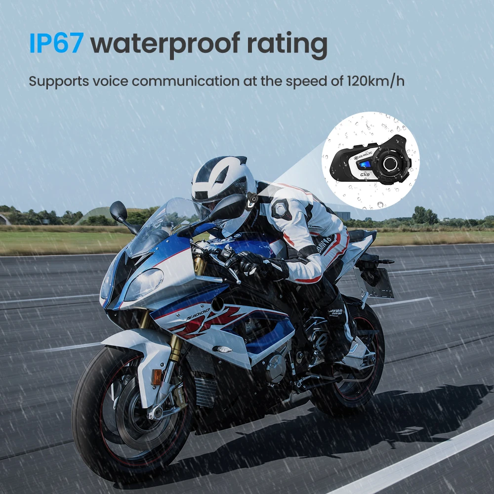 Motorcycle Bluetooth Helmet Headset 10 Riders Group Motorbike Intercom with  Music Sharing FM Hand-free Call Bluetooth 5.0 Helmet Communication System