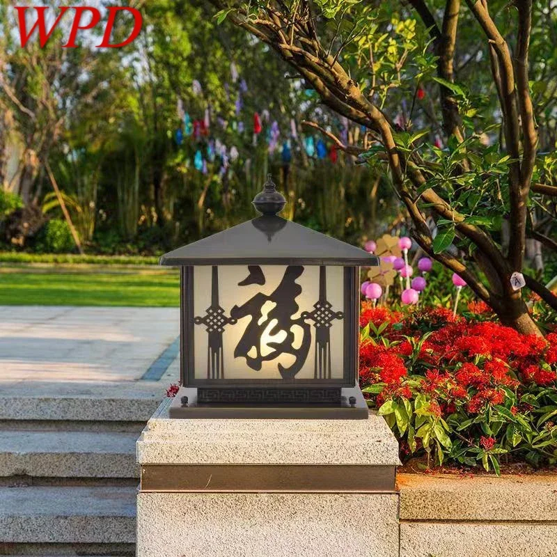 

WPD Outdoor Electricity Post Lamp Vintage Creative Chinese Brass Pillar Light LED Waterproof IP65 for Home Villa Courtyard