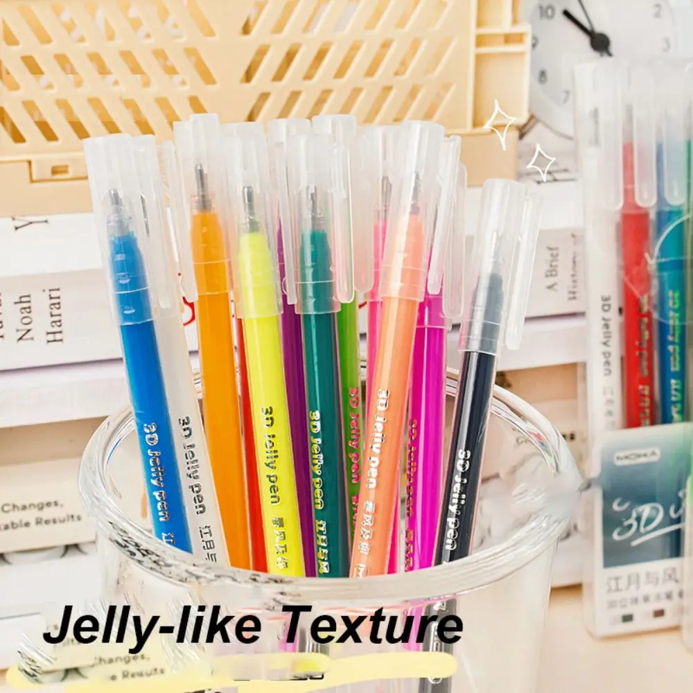 3D Stereo Pastel Pencil Cute Fluorescence Painting Gel Pen Creative Painting Bullet Diary Colored Pens Student 6 Pieces/Pack