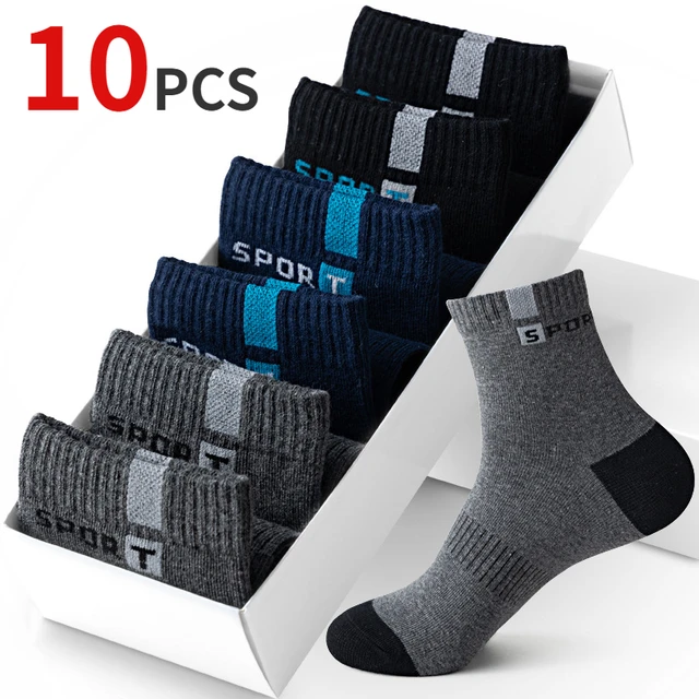 Cotton Sock for Men Sport Breathable Soft Letter Fashion Sneakers High Elastic Middle Tube Stocking Towel Sox Summer Running 1