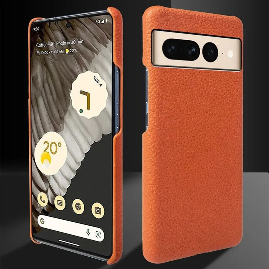 Business Genuine Leather Phone Case For Google Pixel 8 7 Pro 6Pro 5A 4 Litchi Texture Hard Half-Wrapped Armor Back Cover Coque