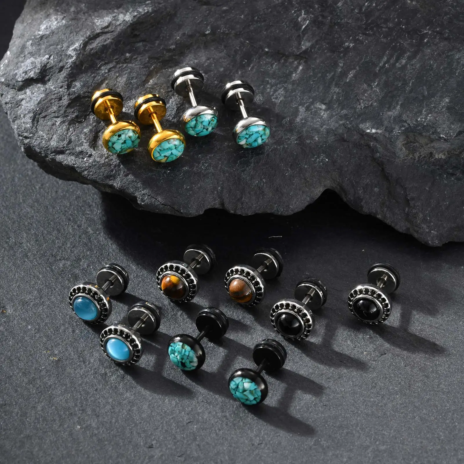 Earrings worn, side view
