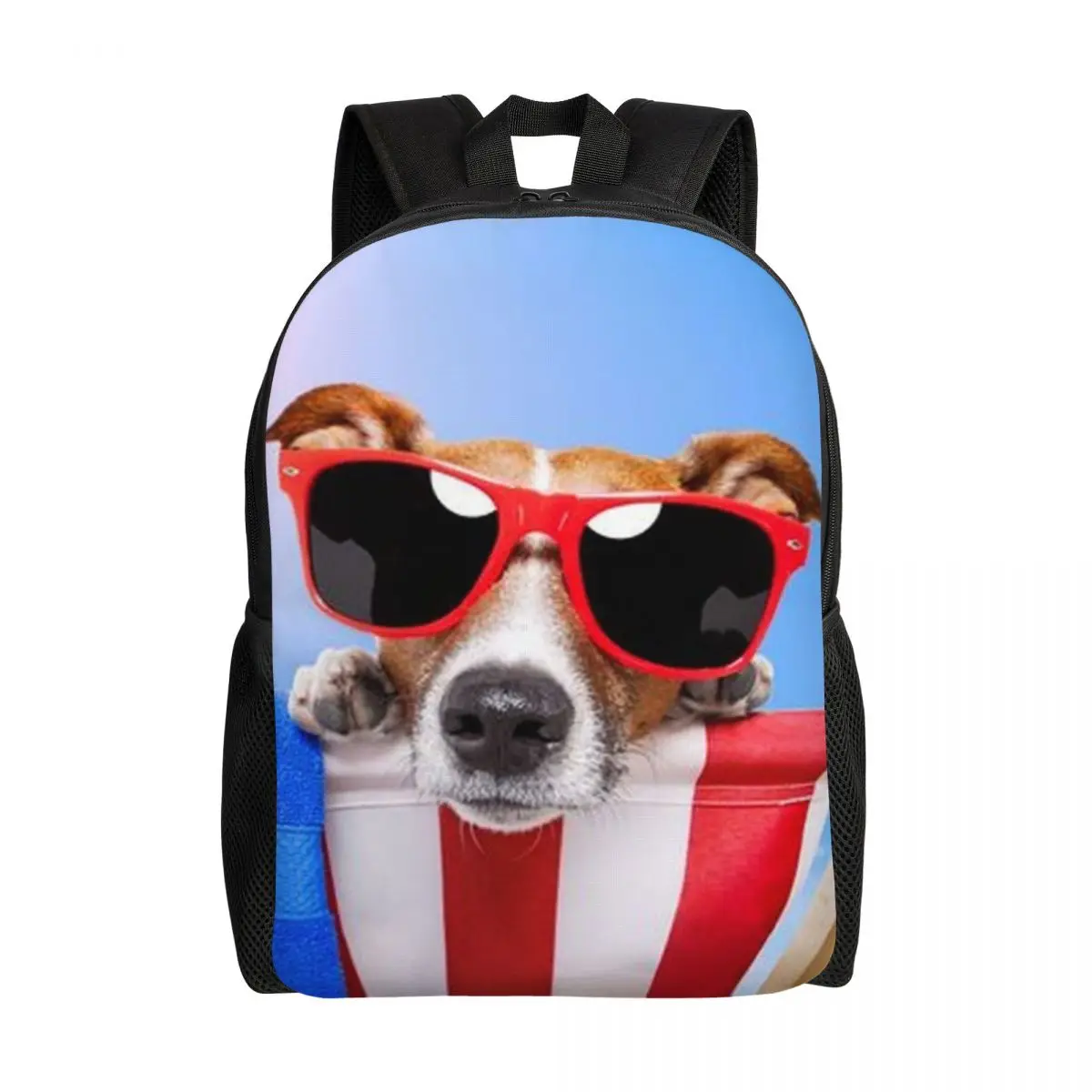 

Customized Jack Russell Terrier Dog Sun Glasses Backpack Women Men Basic Bookbag for School College Beach Funny Dogs Bags