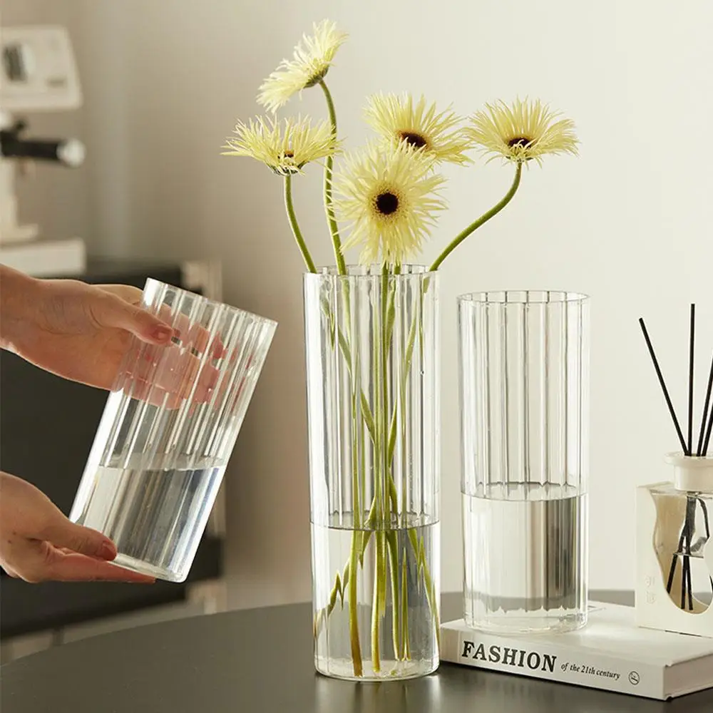 1Pcs Cylinder Flower Vase Shatterproof Plastic Vases Acrylic Hydroponic Home Decor Clear Large Tall Transparent Decorative Vase 5