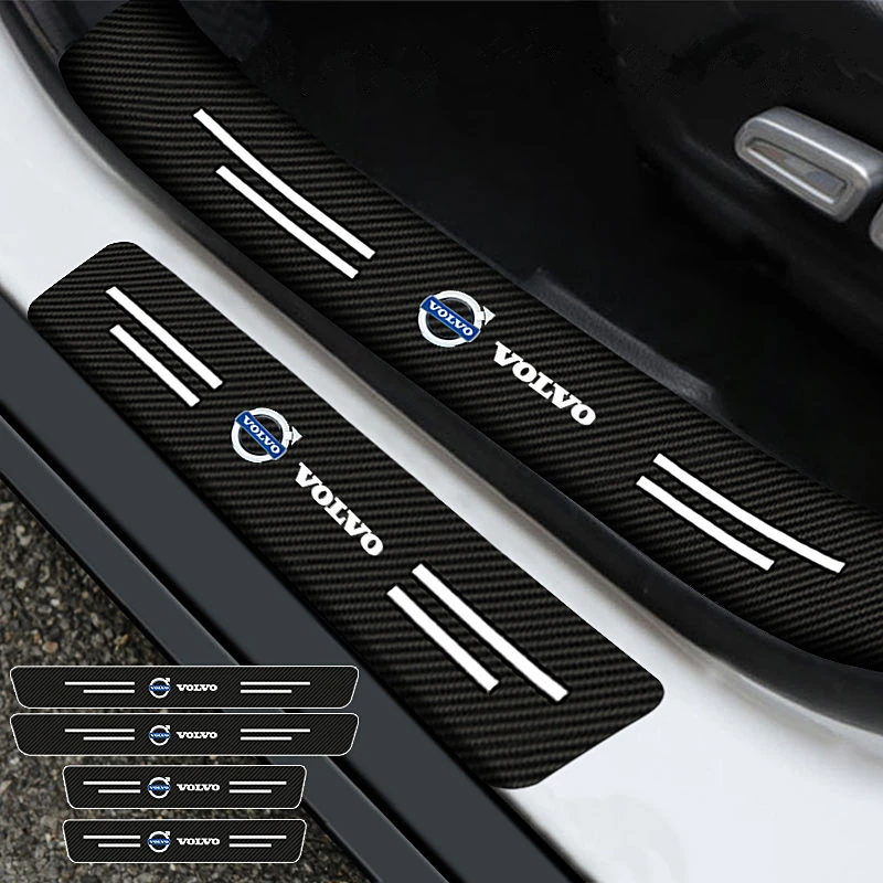 

4Pcs Car Threshold Strip Carbon Fiber Anti-scratch Protective Stickers For Volvo XC90 XC70 XC60 V40 V50 V60 S50 S60 S70 S90