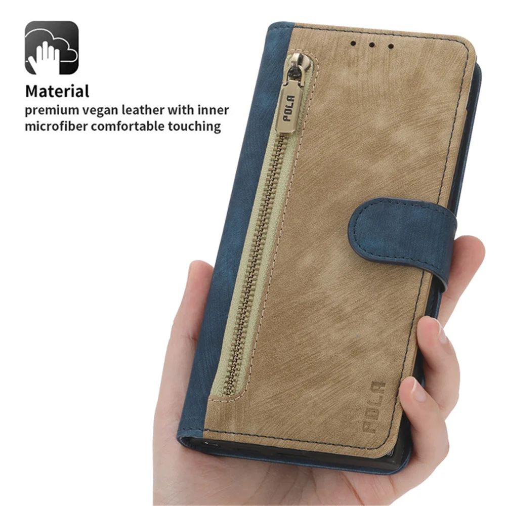Luxury Zipper Leather Wallet Flip Case