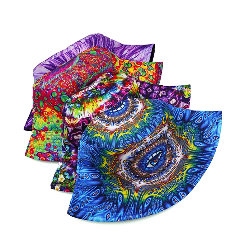 Bocca Eyes Pattern Bucket Hat Cartoon Graffiti Printing Fisherman Hats Double Sides Panama Cap Men Women Sun Sunscreen Outdoor sun hats fisherman hat sunscreen hats bucket hats sun hat