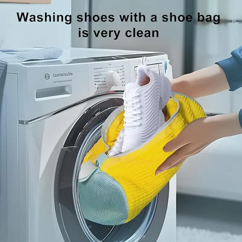 Reusable Cotton Shoe Laundry Bags, Anti-Deformation Washing Mesh Organizer for Shoes & Clothes, Easy Clean 4