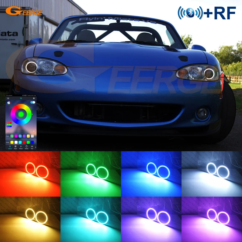 Per Mazda Mx5 Mx-5 2000 2001 2002 2003 2004 2005 Rf Remote Bt App Multicolore Ultra Bright Rgb Led Angel Eyes Kit Halo Rings
