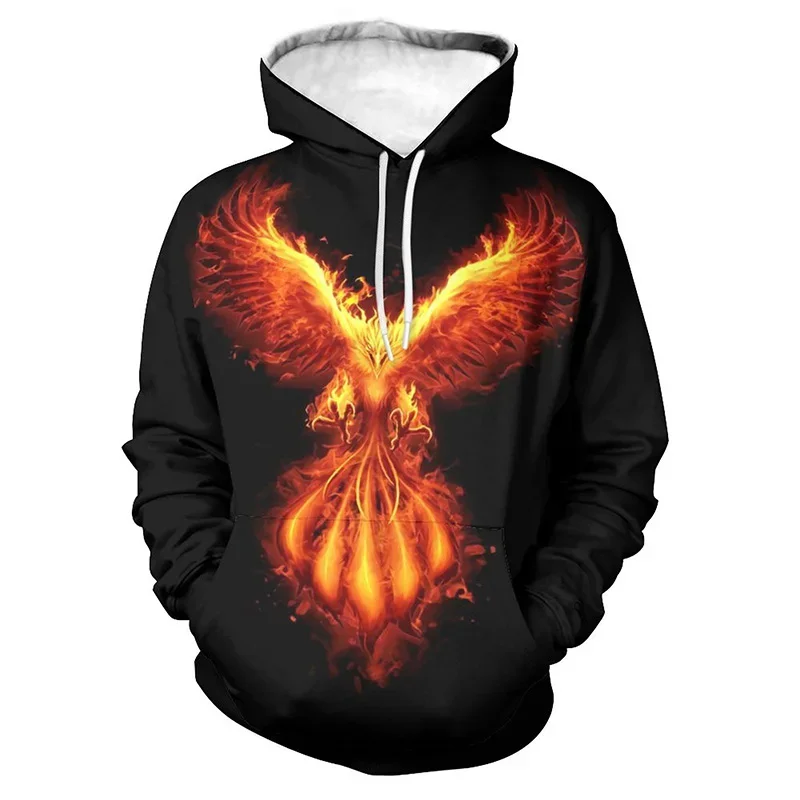 

Fashion Pullovers Hoodies For Men 3d Print Phoenix Bird Graphic Sweatshirts Autumn Winter Loose Oversized Designer Hoodie