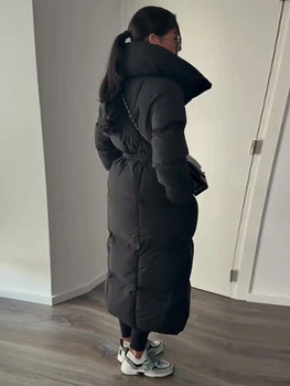 Winter Warm Stand Neck Long Lace Up Down Jackets 1