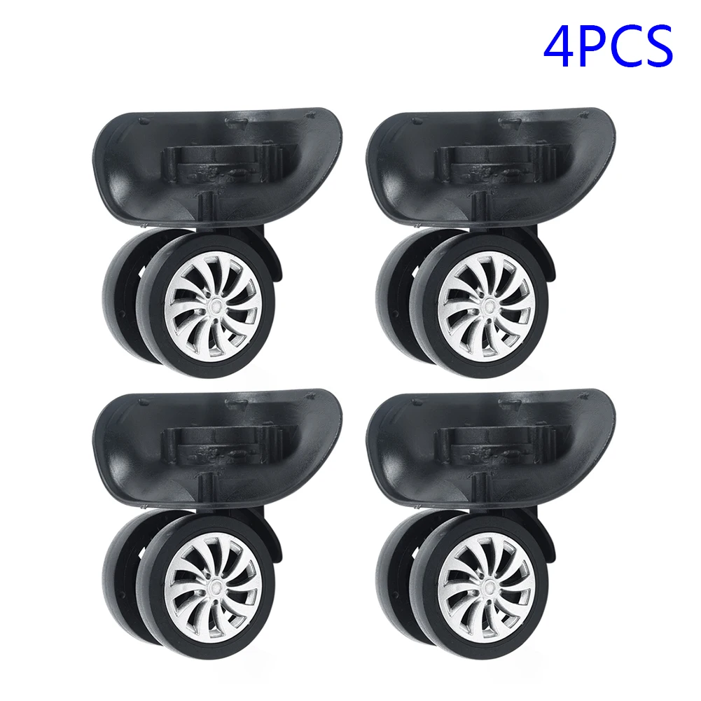 4pc Luggage Suitcase Wheels Replacement Swivel Universal Swivel Wheel Black Dual Roller Wheels Outdoor Travel Accessory