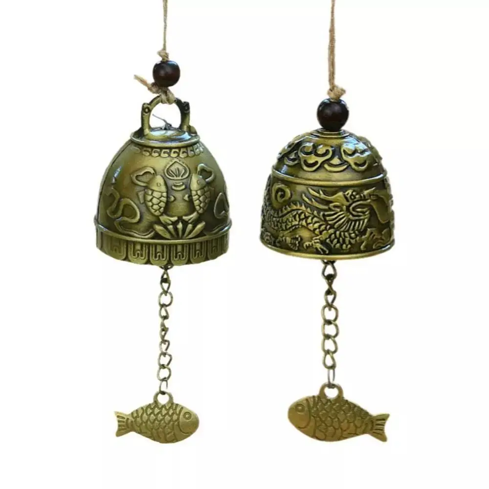 Wind Bell Wind Chimes Wind Chime Wall Hanging Pendant Auspicious Wind Chime Handmade Pendant Dragon and Fish Patterned Temple Wind Bell Retro Decoration Wall Hanging Bell