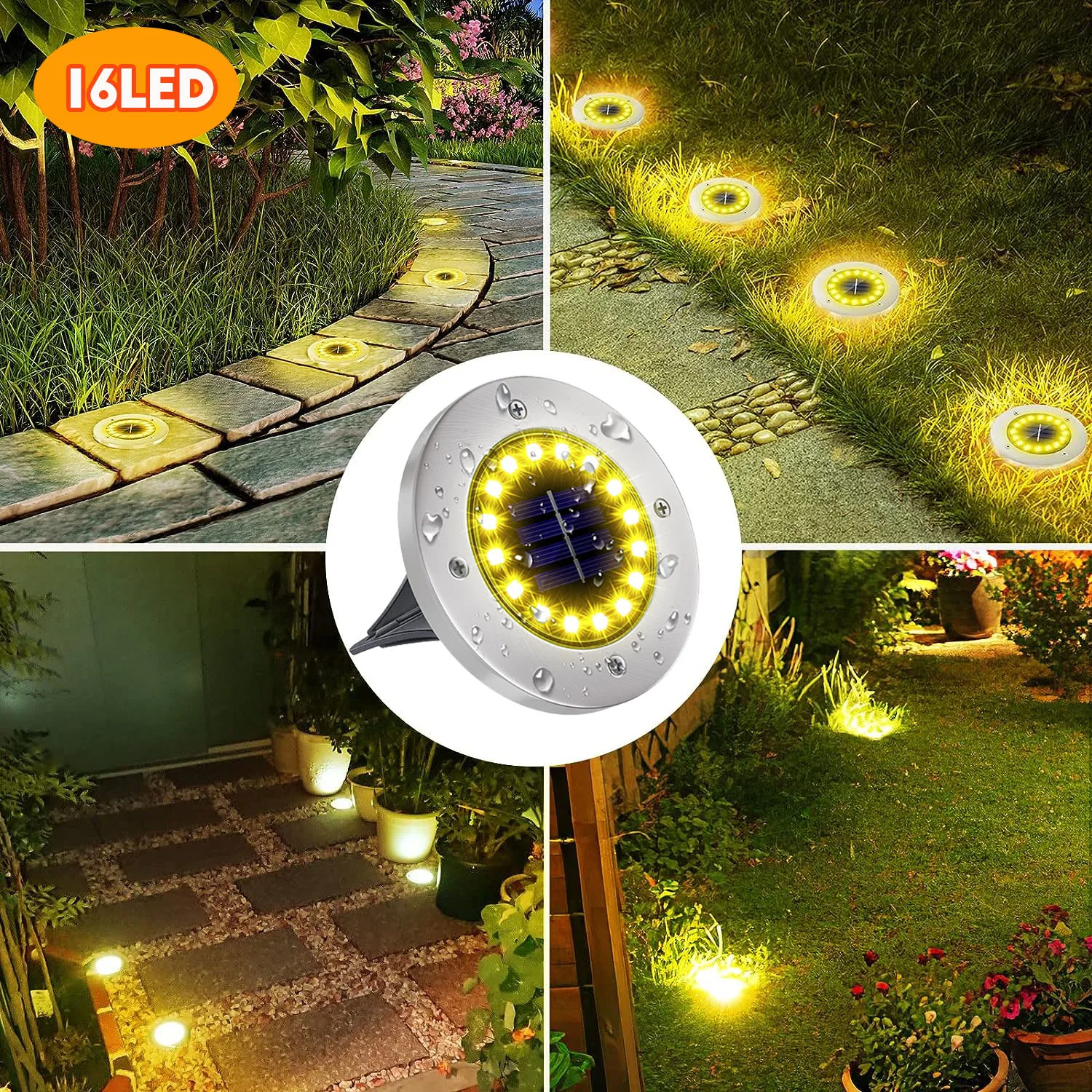 ตัวเลือกสินค้า ไฟตกแต่งกลางแจ้งพลังงานแสงอาทิตย์ 12 LED กันน้ำ