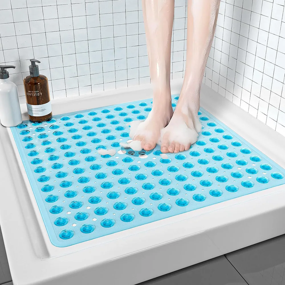 1PC Square PVC Bubble Leak Hole Suction Cup Shower Bath Mat Non-Slip