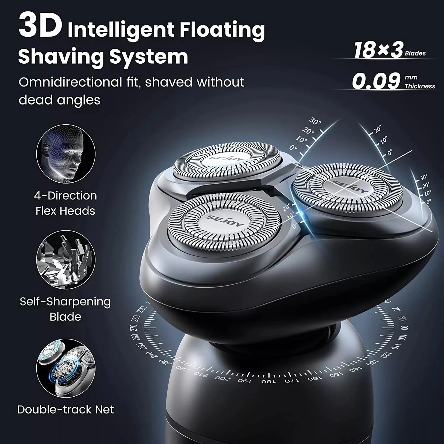 Sejoy Electric Shaver Razor For Men Rotary Wet Dry Rechargeable Cordless  High Quality 3D Floating Cutter Head 2